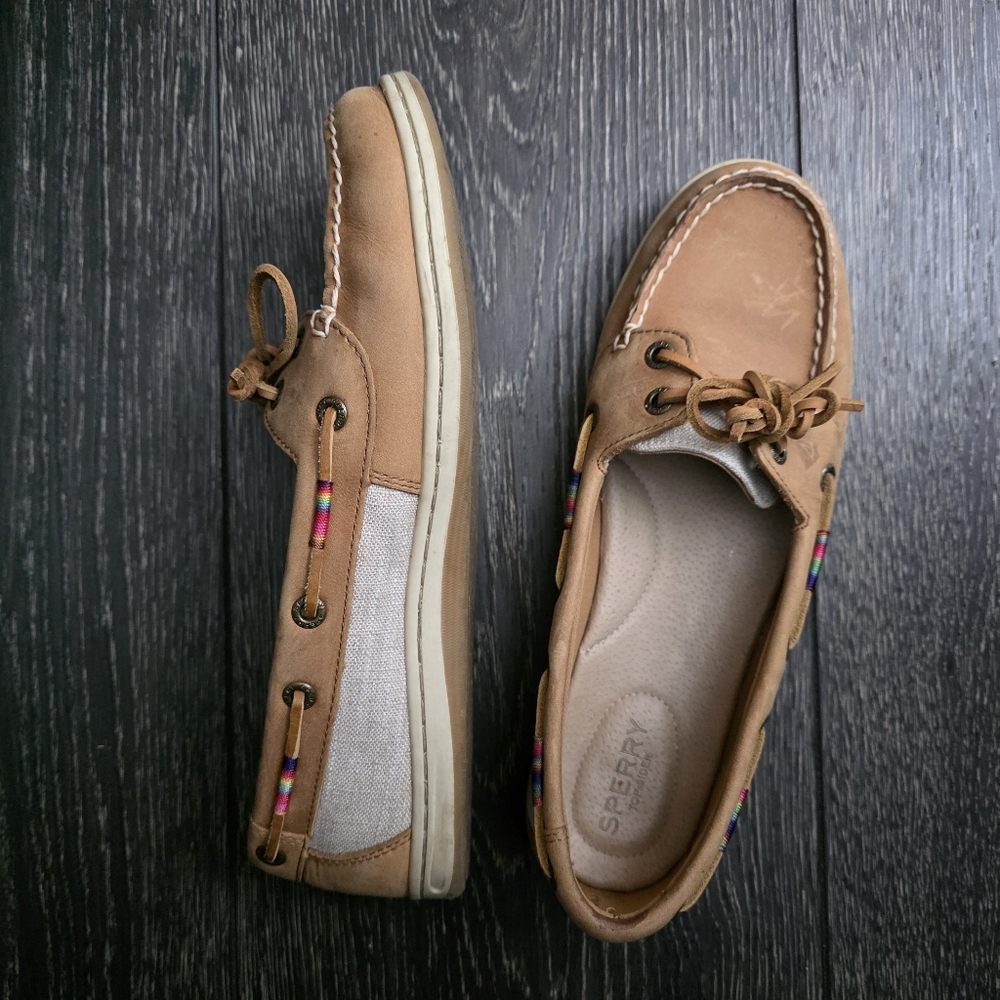 Sperry Firefish Rainbow Tan Boat Shoe 9.5